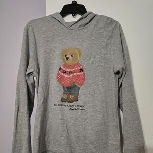 Ralph Lauren Kids Gray Hoodie with Bear Design